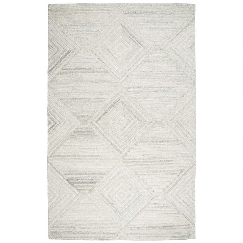 Alora Decor Makalu 8' x 10' Geometric/Solid Ivory /Natural Hand-Tufted Area Rug