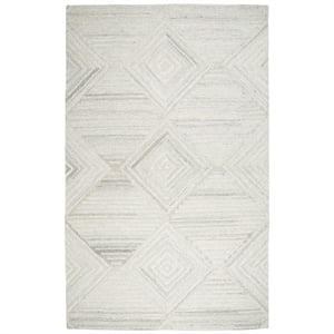 Alora Decor Makalu 5' x 8' Geometric/Solid Ivory /Natural Hand-Tufted Area Rug