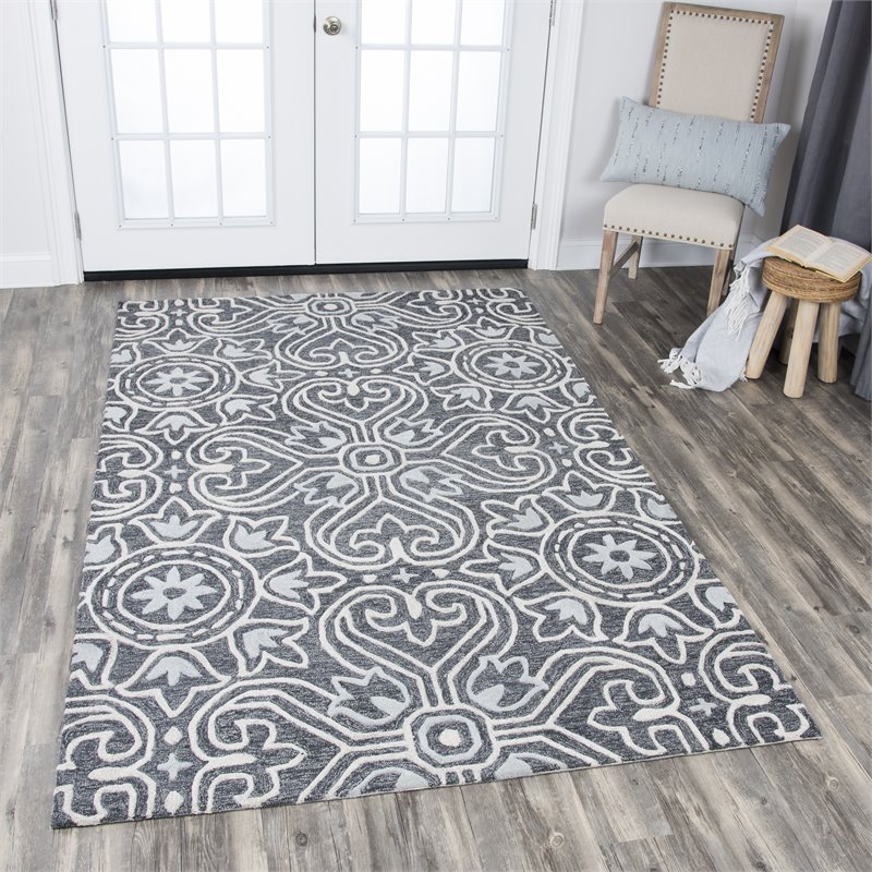 Alora Decor Lavine 8' x 10' Medallion Gray/Lt. Gray/Natural Hand-Tufted Area Rug