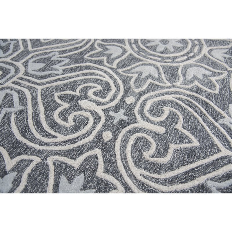 Alora Decor Lavine 5' x 8' Medallion Gray/Lt. Gray/Natural Hand-Tufted Area Rug