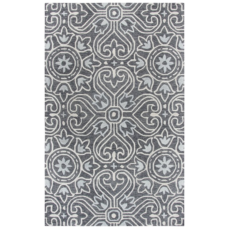 Alora Decor Lavine 5' x 8' Medallion Gray/Lt. Gray/Natural Hand-Tufted Area Rug