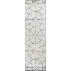 Alora Decor Madison 2'6&quot x 8' Trellis Ivory/Silver Hand-Tufted Area Rug