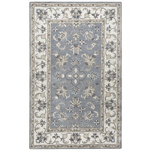 Alora Decor Liberty 6'6&quot x 9'6&quot Border Gray/Tan/Ivory Hand-Tufted Area Rug