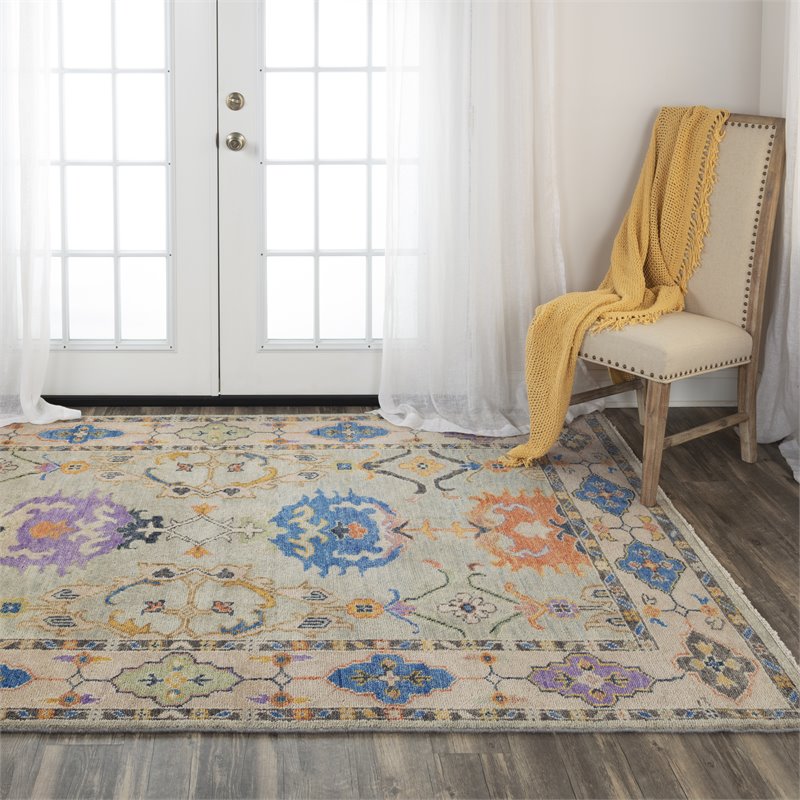 Alora Decor Muse 6' x 9' Gray/Ivory/Gray/Purple/Orange/Blue Hand Knotted Rug
