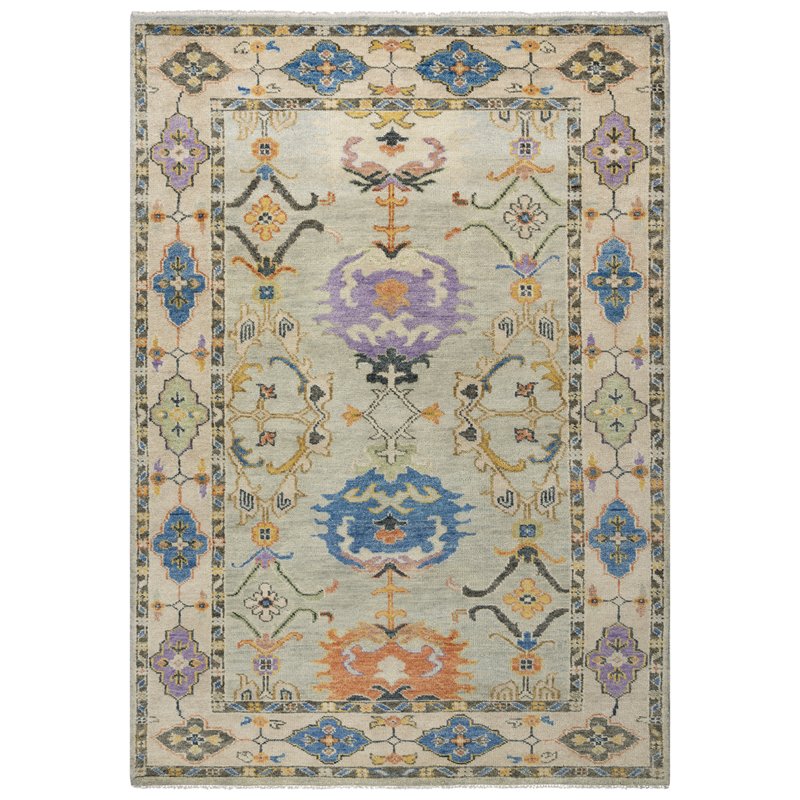 Alora Decor Muse 6' x 9' Gray/Ivory/Gray/Purple/Orange/Blue Hand Knotted Rug