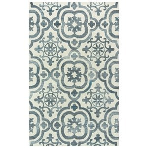 Alora Decor Neo 7'6&quotx9'6&quot Scroll Ivory/Blue Hand-Tufted Area Rug