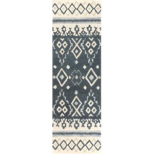 Alora Decor Lavine 2'6&quot x 8' Tribal Motif Natural/Gray/Dk Blue/Blue Area Rug