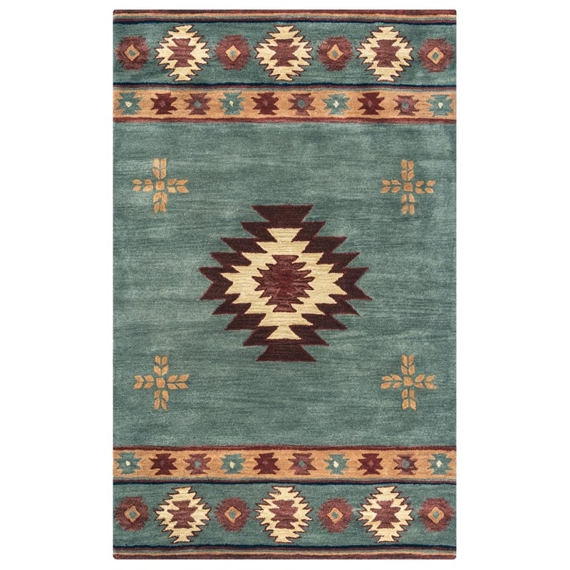 Alora Decor Ryder 5' x 8' Tribal Gray Blue/Rust/Burgundy/Tan/Khaki Area Rug