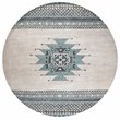 Alora Decor Ryder 8' Round Southwest/Tribal Blue/Ivory Hand-Tufted Area Rug