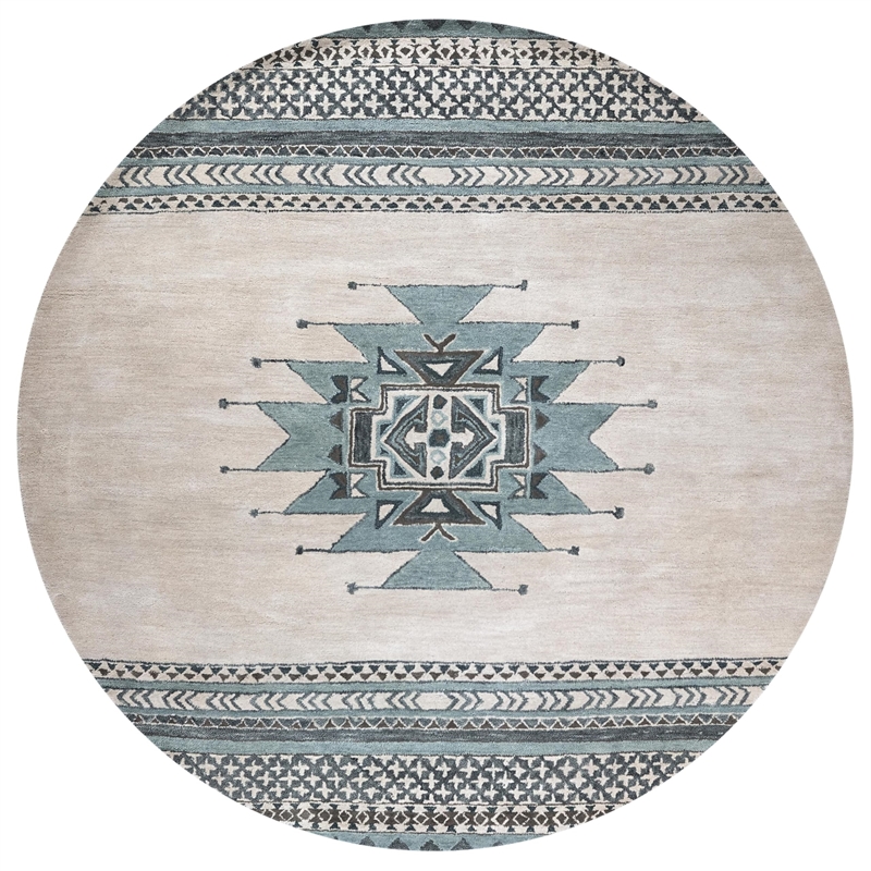 Alora Decor Ryder 5' x 8' Southwest/Tribal Blue/Ivory Hand-Tufted Area Rug