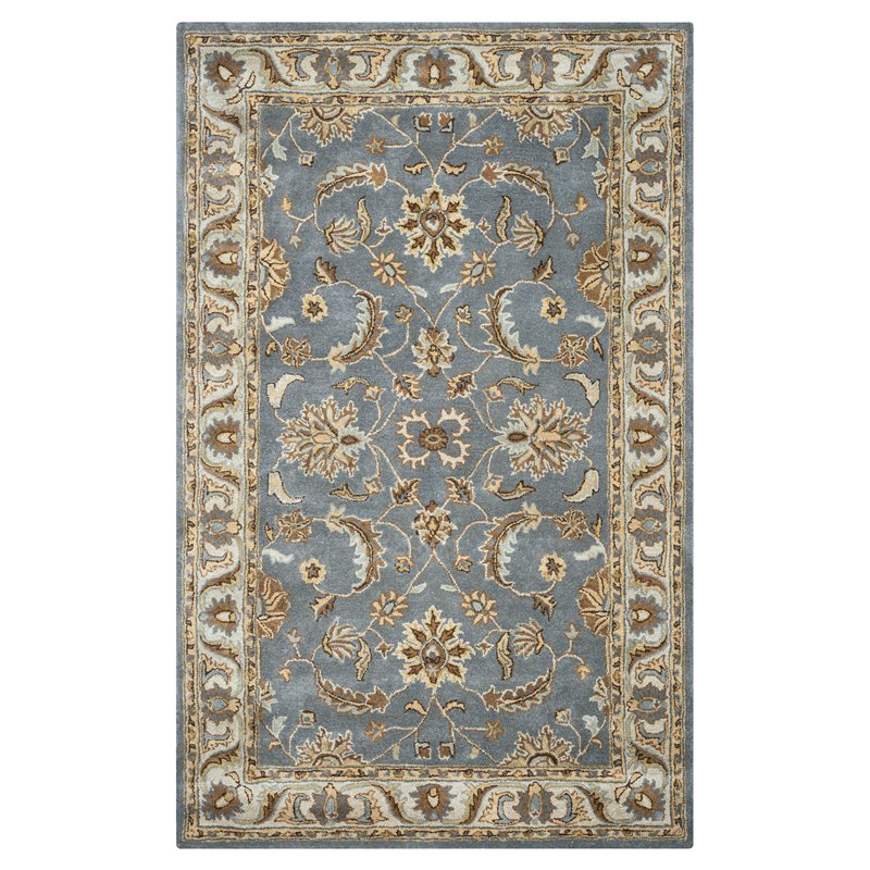 Alora Decor Sareena 3' x 5' Border Gray/Blue/Brown/Tan/Blue/Lt. Teal Area Rug