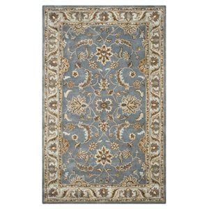 Alora Decor Sareena 3' x 5' Border Gray/Blue/Brown/Tan/Blue/Lt. Teal Area Rug