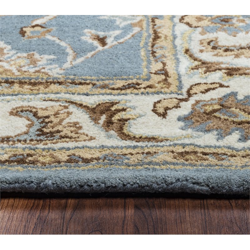 Alora Decor Sareena 5' x 8' Border Gray/Blue/Brown/Tan/Blue/Lt. Teal Area Rug