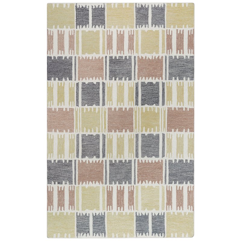 Alora Decor Rivera 5' x 8' Geometric Beige/Ivory/Charcoal Hand-Tufted Area Rug