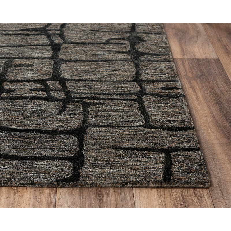Alora Decor Winston 5' x 8' Geometric Charcoal/black/Grey Hand-Tufted Area Rug