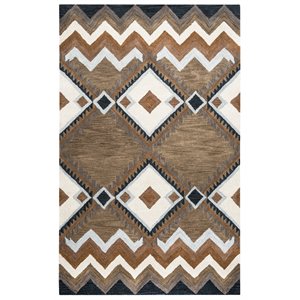 Alora Decor Pueblo 5' x 8' Tribal Multi/Navy/Dk Taupe/Camel Area Rug