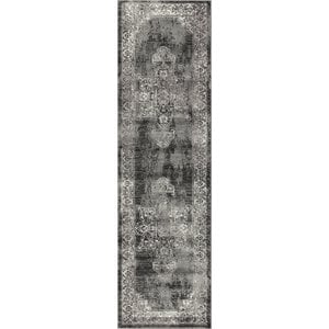 Alora Decor Swagger 2'3&quot x 7'7&quot Distress Gray/Black Power-Loomed Area Rug