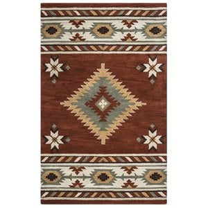 Alora Decor Ryder 5' x 8' Tribal Rust/Khaki/Navy/Sage Hand-Tufted Area Rug