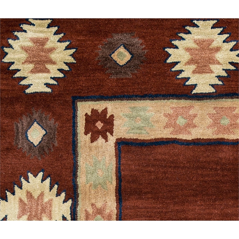 Alora Decor Ryder 3' x 5' Tribal Burgundy/Tan/Rust/Navy/Sage Area Rug