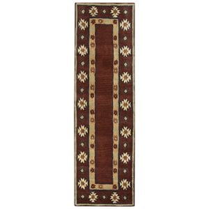 Alora Decor Ryder 2'6&quot x 8' Tribal Burgundy/Tan/Rust/Navy/Sage Hand-Tufted Rug