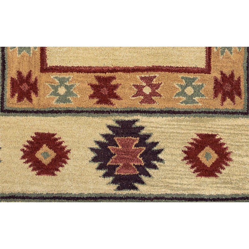 Alora Decor Ryder 8' Round Tribal Tan/Sage/Navy/Burgundy Hand-Tufted Area Rug