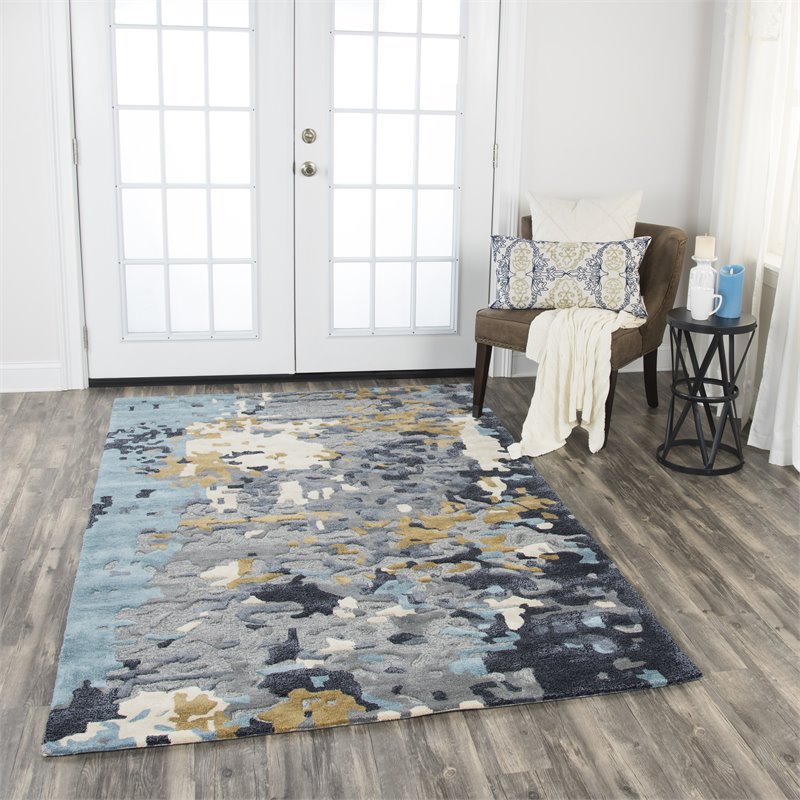Alora Decor Lapis 9' x 12' Gray/Dk Gray/Teal/Antic Gold/Beige Area Rug