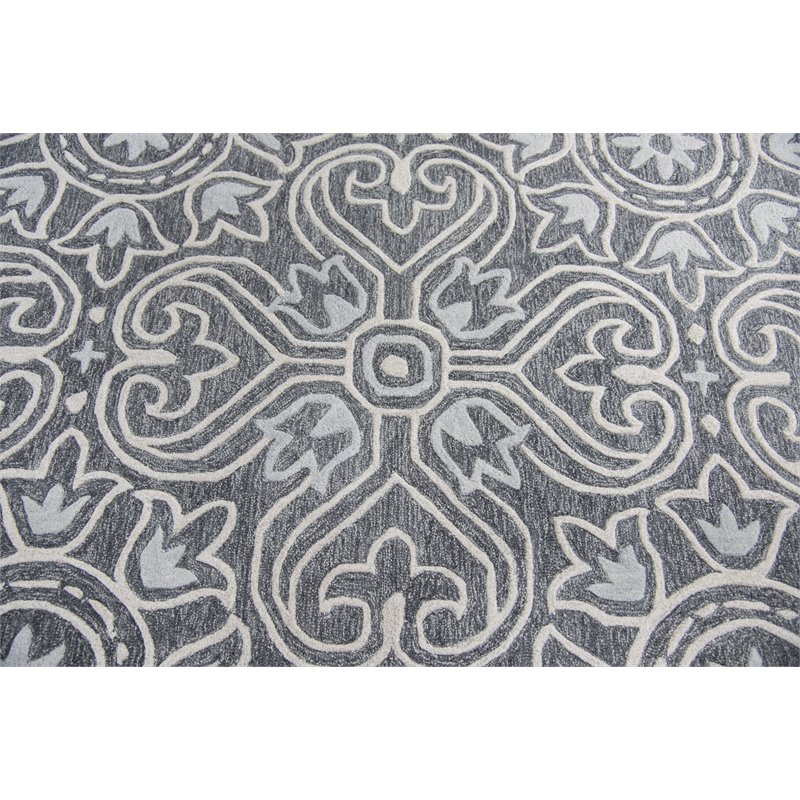 Alora Decor Lavine 9' x 12' Medallion Gray/Lt. Gray/Natural Hand-Tufted Area Rug