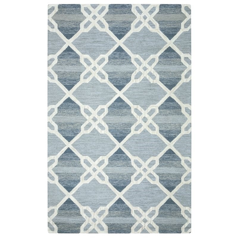 Alora Decor Berlin 9' x 12' Trellis Blue/Gray/Rust/Blue Hand-Tufted Area Rug