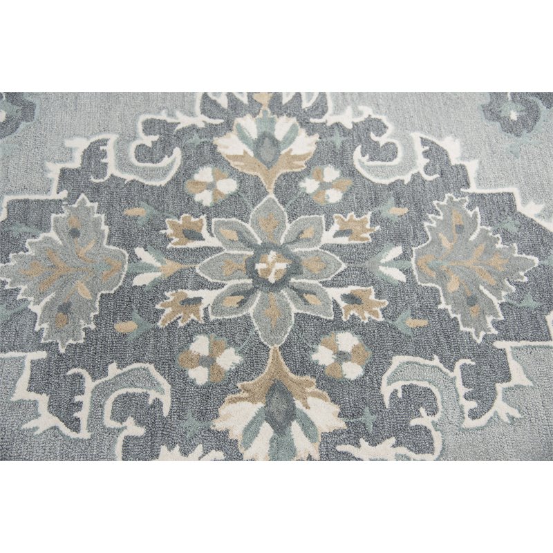 Alora Decor Cascade 9' x 12' Medallion Gray/Lt. Gray/Dk Beige/Blue Gray Area Rug