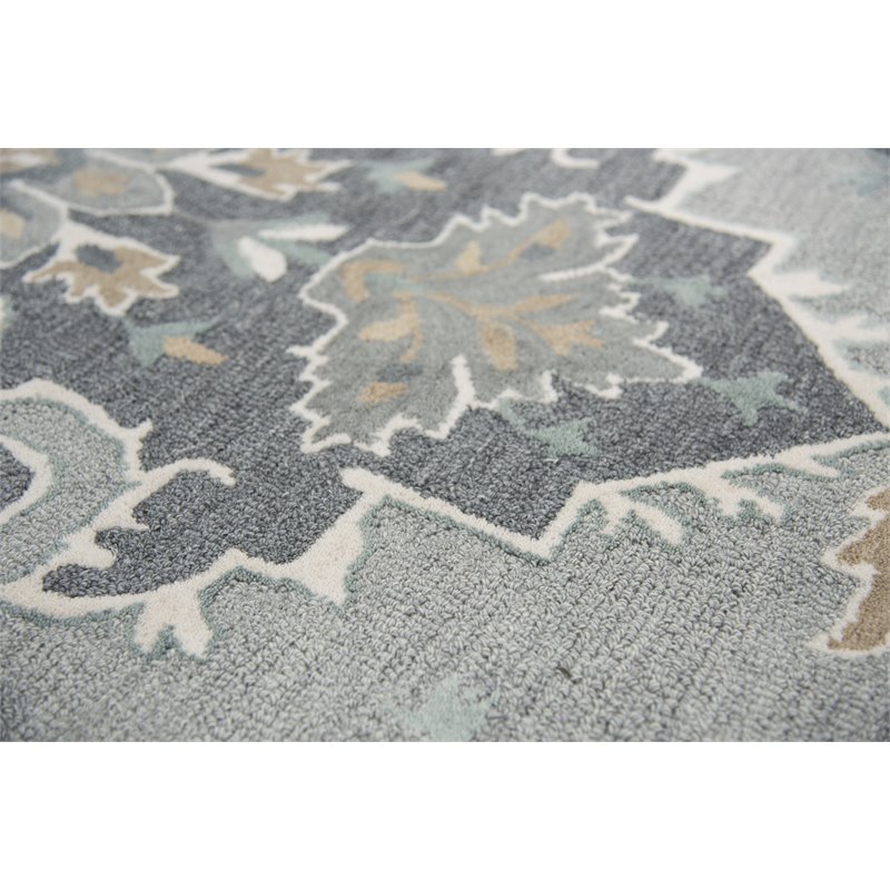 Alora Decor Cascade 9' x 12' Medallion Gray/Lt. Gray/Dk Beige/Blue Gray Area Rug