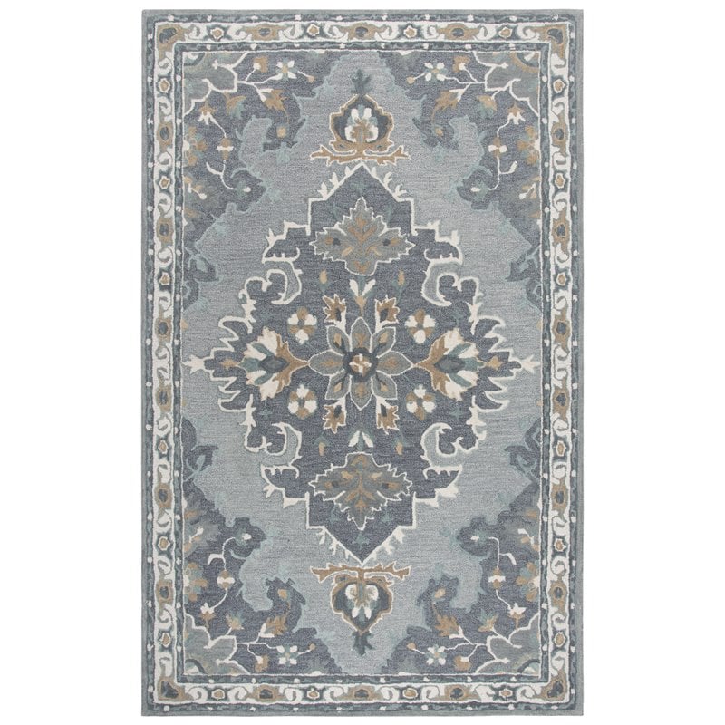 Alora Decor Cascade 9' x 12' Medallion Gray/Lt. Gray/Dk Beige/Blue Gray Area Rug