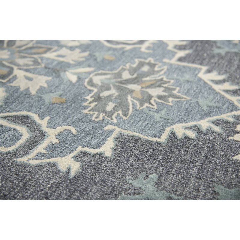 Alora Decor Cascade 9' x 12' Medallion Dk Gray/Blue Gray/Natural/Ivory Area Rug