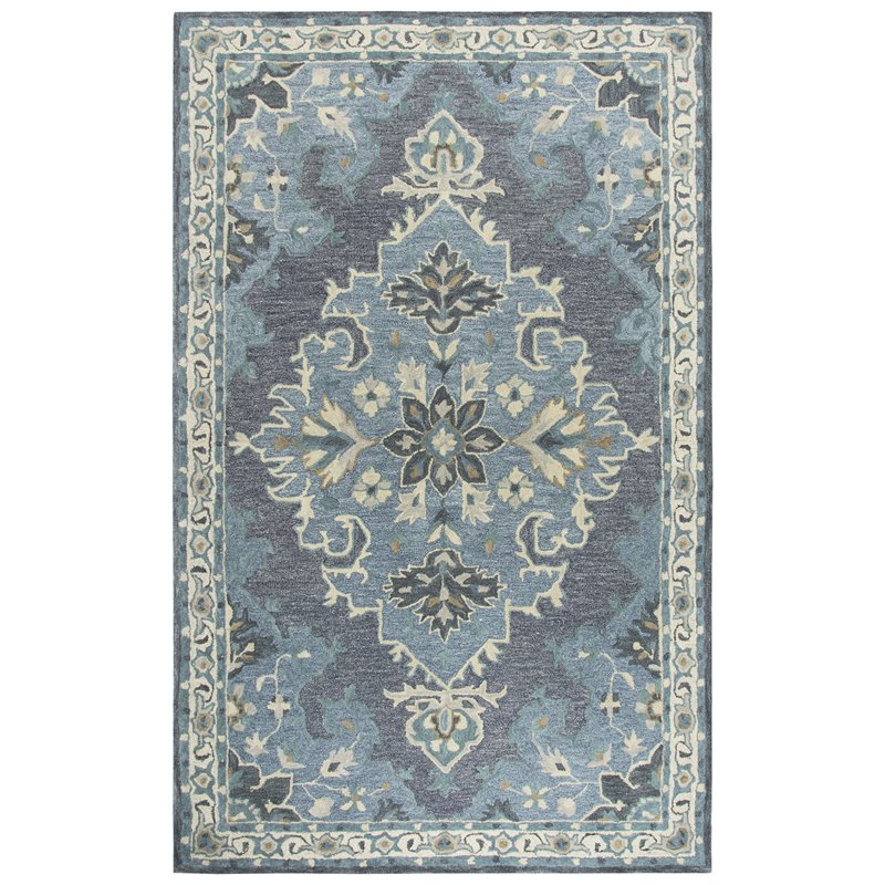 Alora Decor Cascade 9' x 12' Medallion Dk Gray/Blue Gray/Natural/Ivory Area Rug