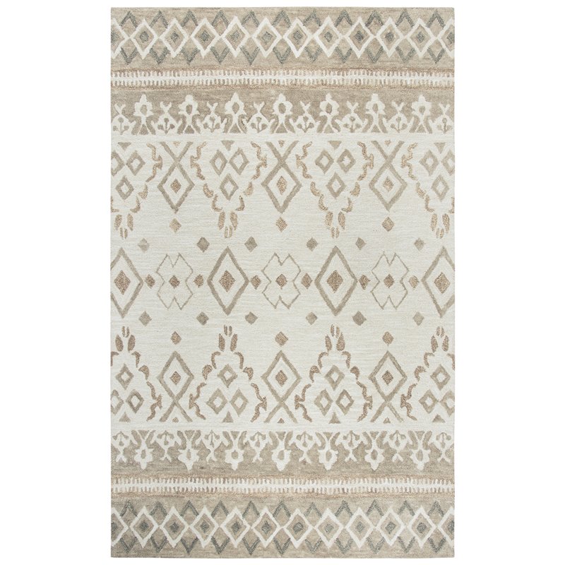 Alora Decor Lavine 10' x 13' Geometric Natural/Teal Hand-Tufted Area Rug