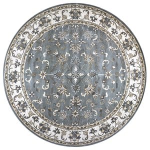Alora Decor Liberty 10' Round Border Gray/Tan/Ivory Hand-Tufted Area Rug