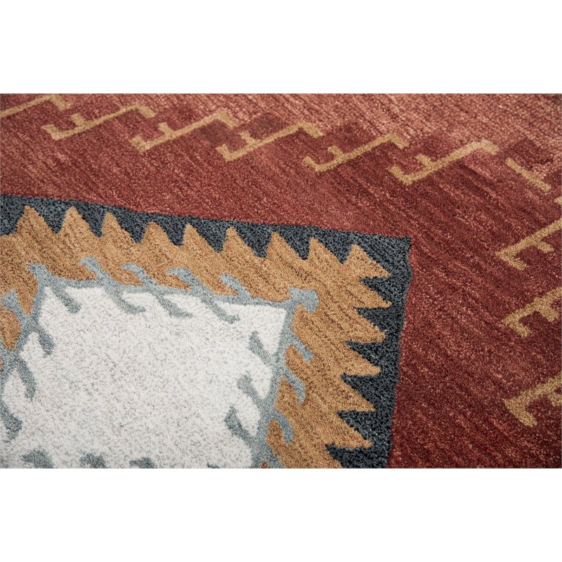 Alora Decor Durango 10' x 13' Southwest/Tribal Rust/Multi Hand-Tufted Area Rug