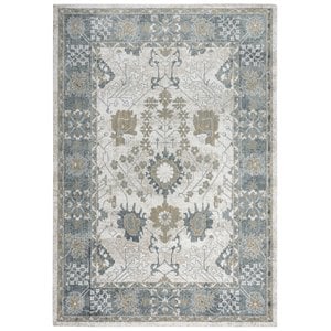 Alora Decor Elect 9' x 12' Ivory/Blue/Brown/Gray Power-Loomed/Hybrid Area Rug