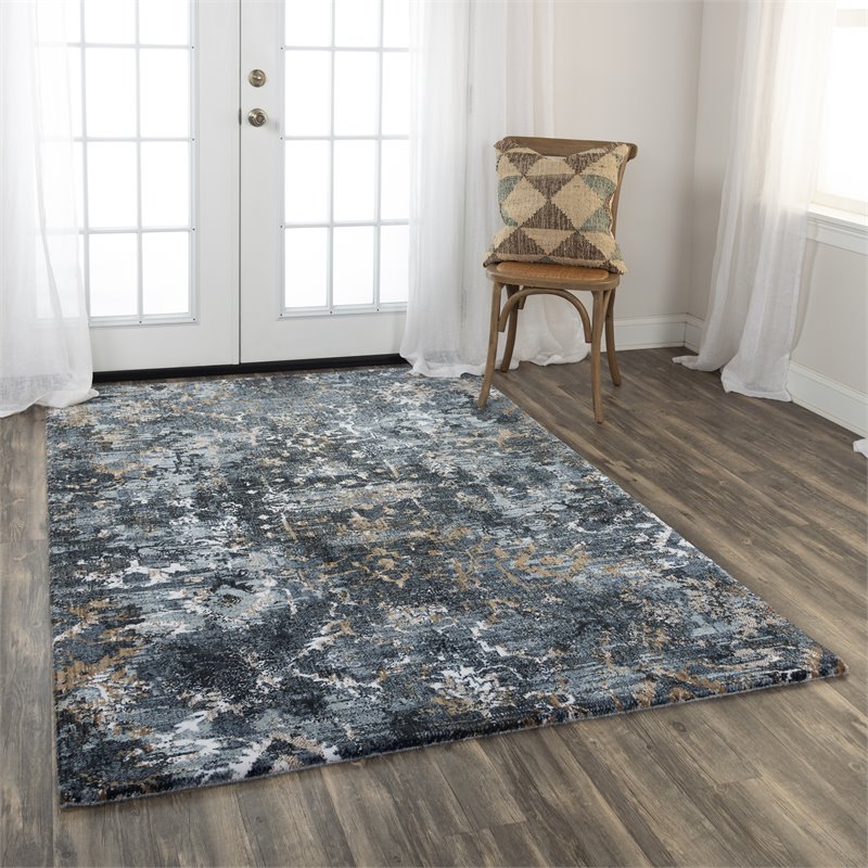 Alora Decor Elect 10' x 13' Charcoal/Blue/Brown Power-Loomed/Hybrid Area Rug