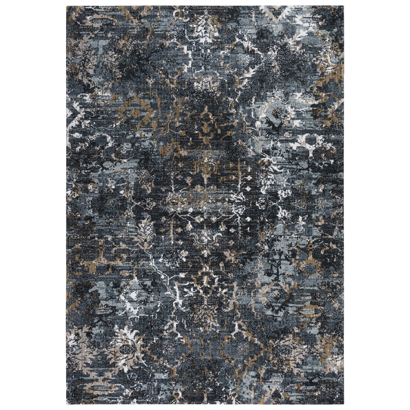 Alora Decor Elect 10' x 13' Charcoal/Blue/Brown Power-Loomed/Hybrid Area Rug