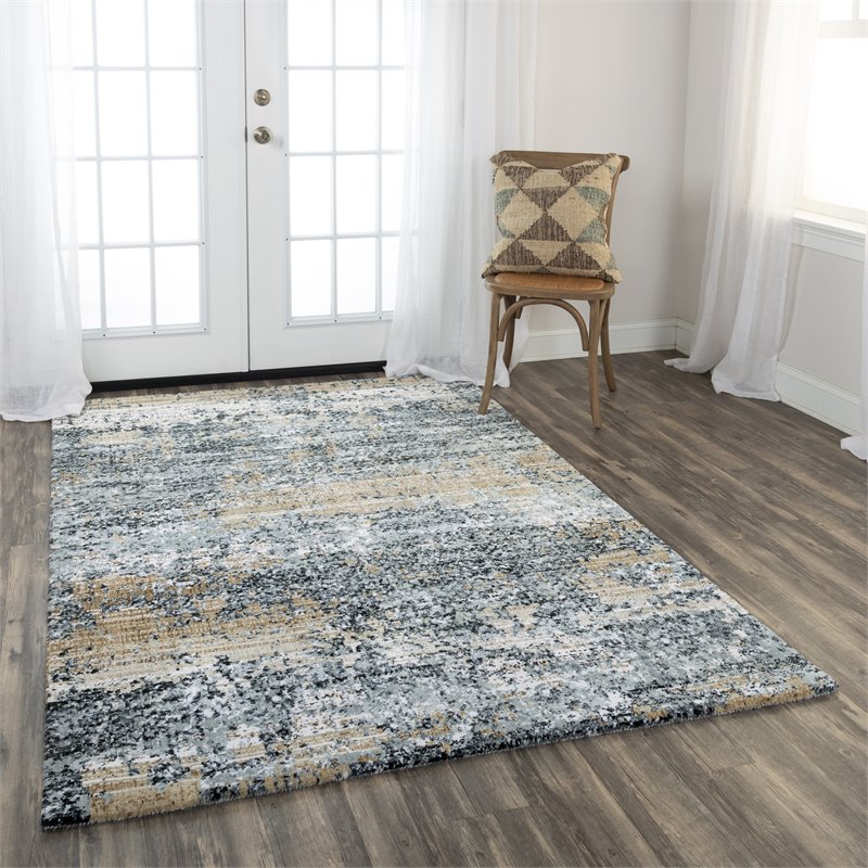 Alora Decor Elect 10' x 13' Lt. Gray/Blue/Brown Power-Loomed/Hybrid Area Rug
