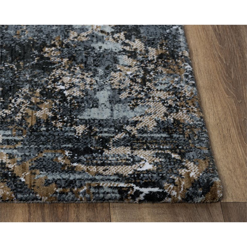 Alora Decor Elect 9' x 12' Charcoal/Blue/Brown Power-Loomed/Hybrid Area Rug