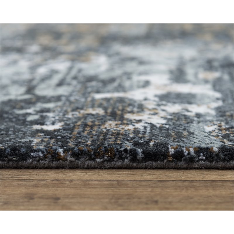 Alora Decor Elect 9' x 12' Charcoal/Blue/Brown Power-Loomed/Hybrid Area Rug