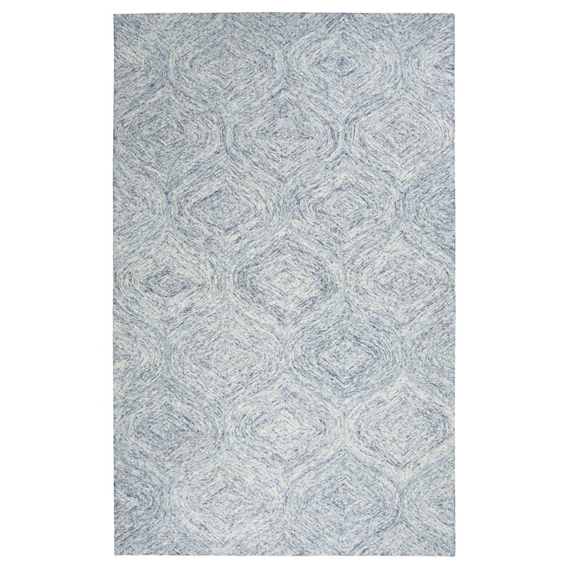 Alora Decor London 9' x 12' Trellis Blue/Gray/Rust/Blue Hand-Tufted Area Rug