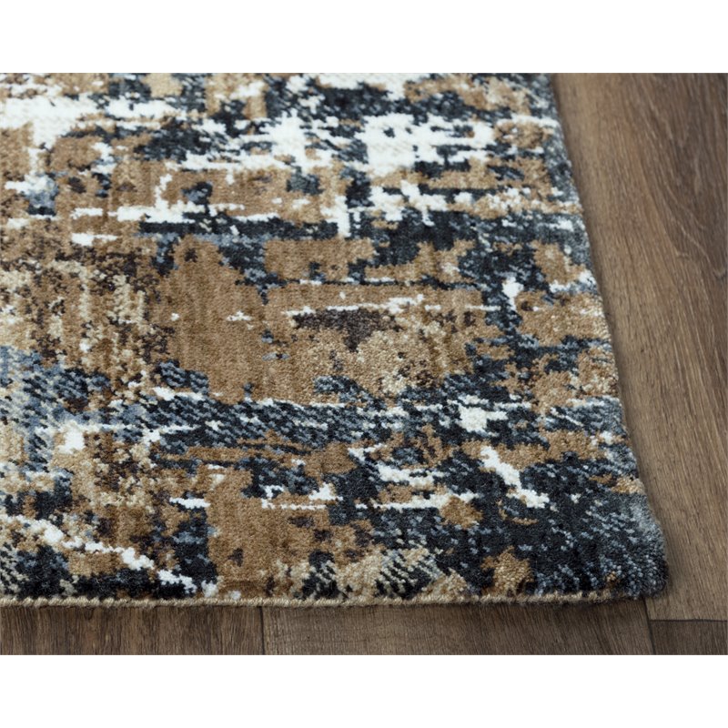 Alora Decor Elect 9' x 12' Brown/Blue/Brown Power-Loomed/Hybrid Area Rug