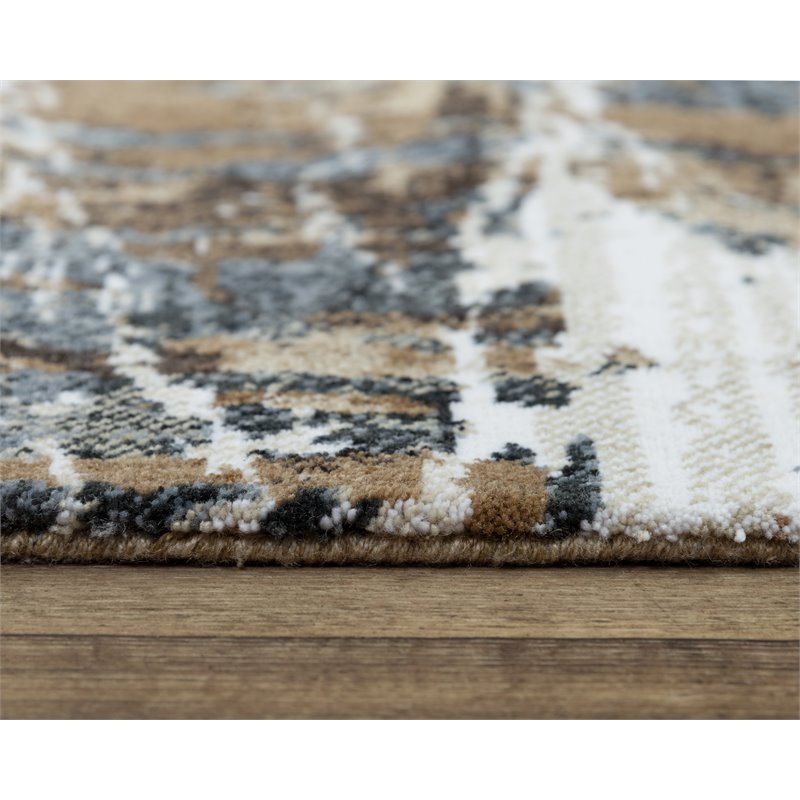Alora Decor Elect 9' x 12' Brown/Blue/Brown Power-Loomed/Hybrid Area Rug