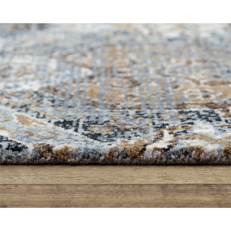 Alora Decor Elect 10' x 13' Gray/Blue/Brown Power-Loomed/Hybrid Area Rug