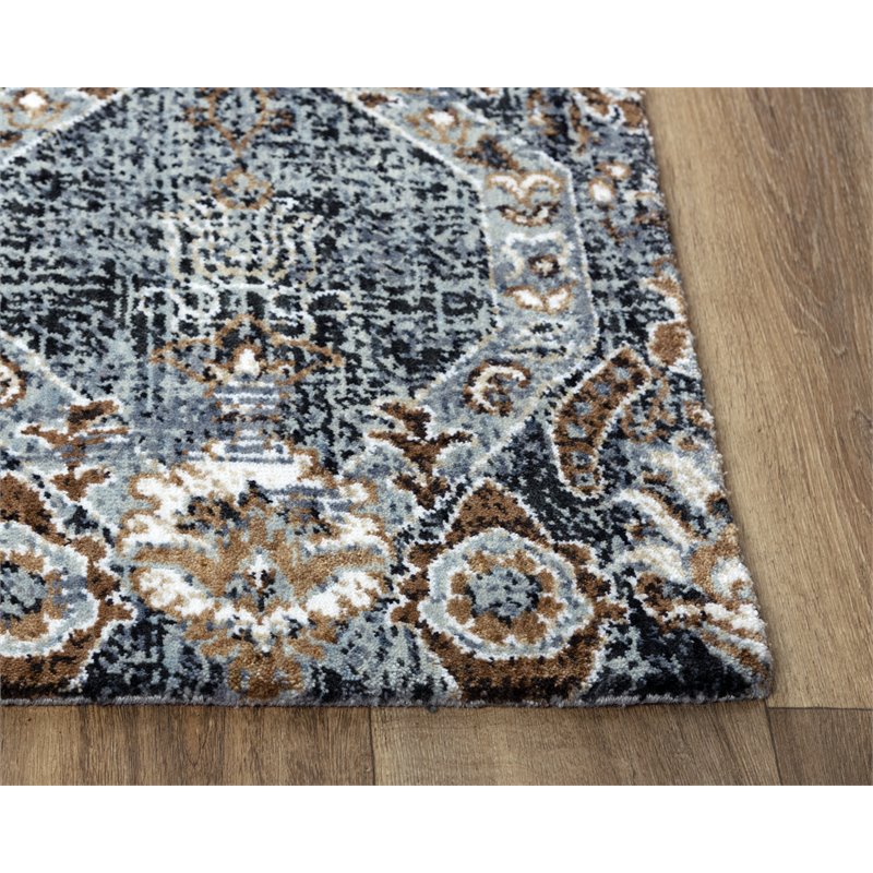 Alora Decor Elect 9' x 12' Abstract Gray/Blue/Brown Power-Loomed/Hybrid Area Rug