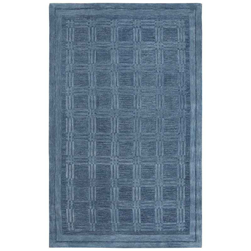 Alora Decor Emerson 9' x 12' Squares Blue/Gray/Rust/Blue Hand-Tufted Area Rug