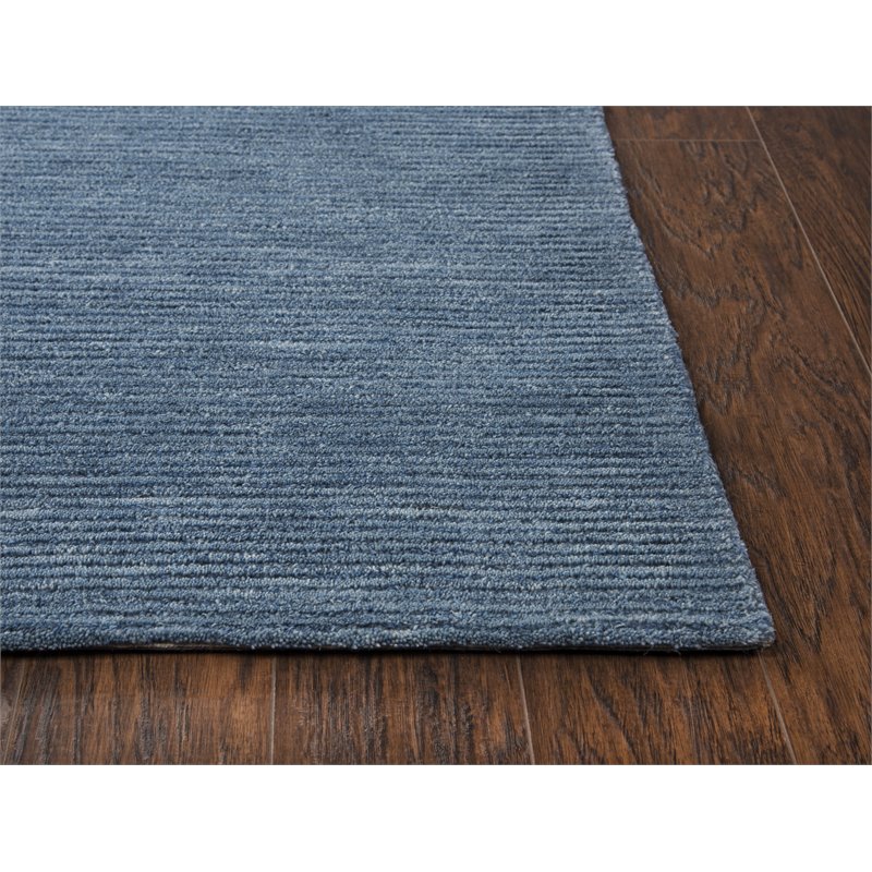Alora Decor Emerson 9' x 12' Solid Blue/Gray/Rust/Blue Hand-Tufted Area Rug