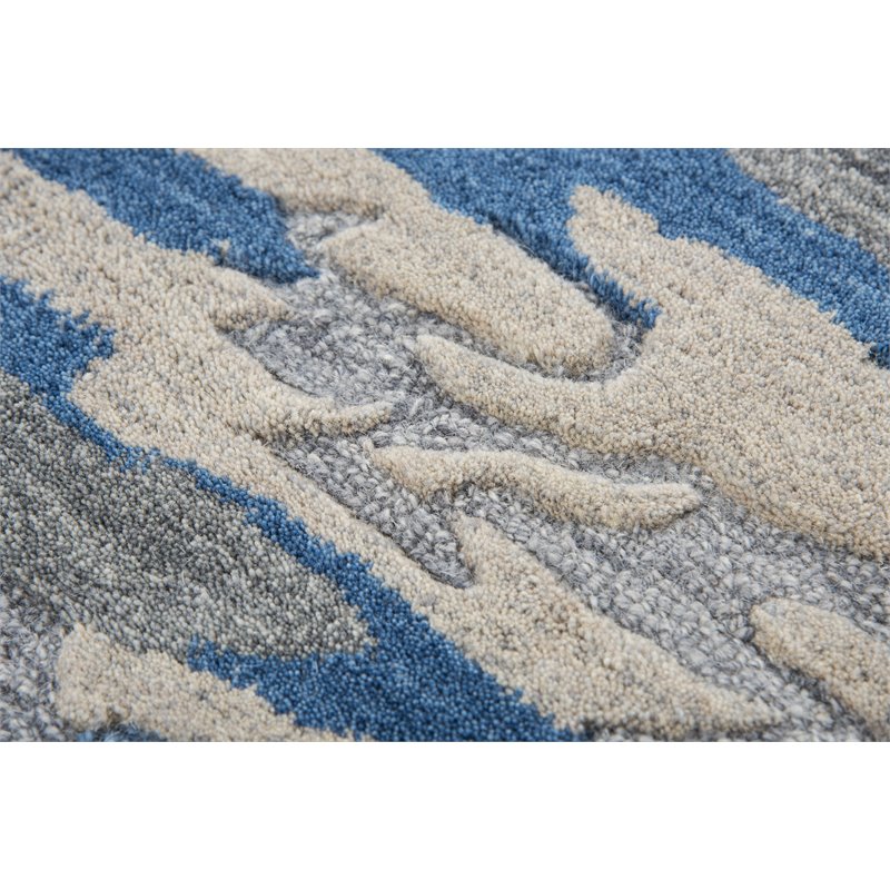 Alora Decor Flare 10' x 13' Abstract Blue/Dk Blue/Grey Hand-Tufted Area Rug